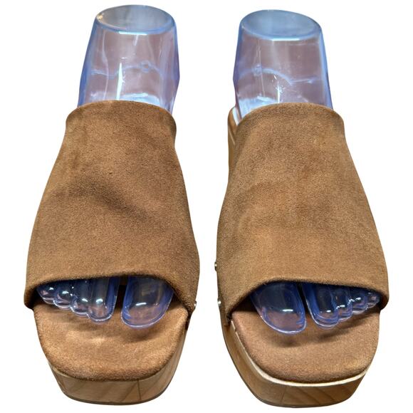 DOLCE VITA Dorando Women's 7.5 Clog Cognac Open Toe Platform Gold Studs - Picture 8 of 13